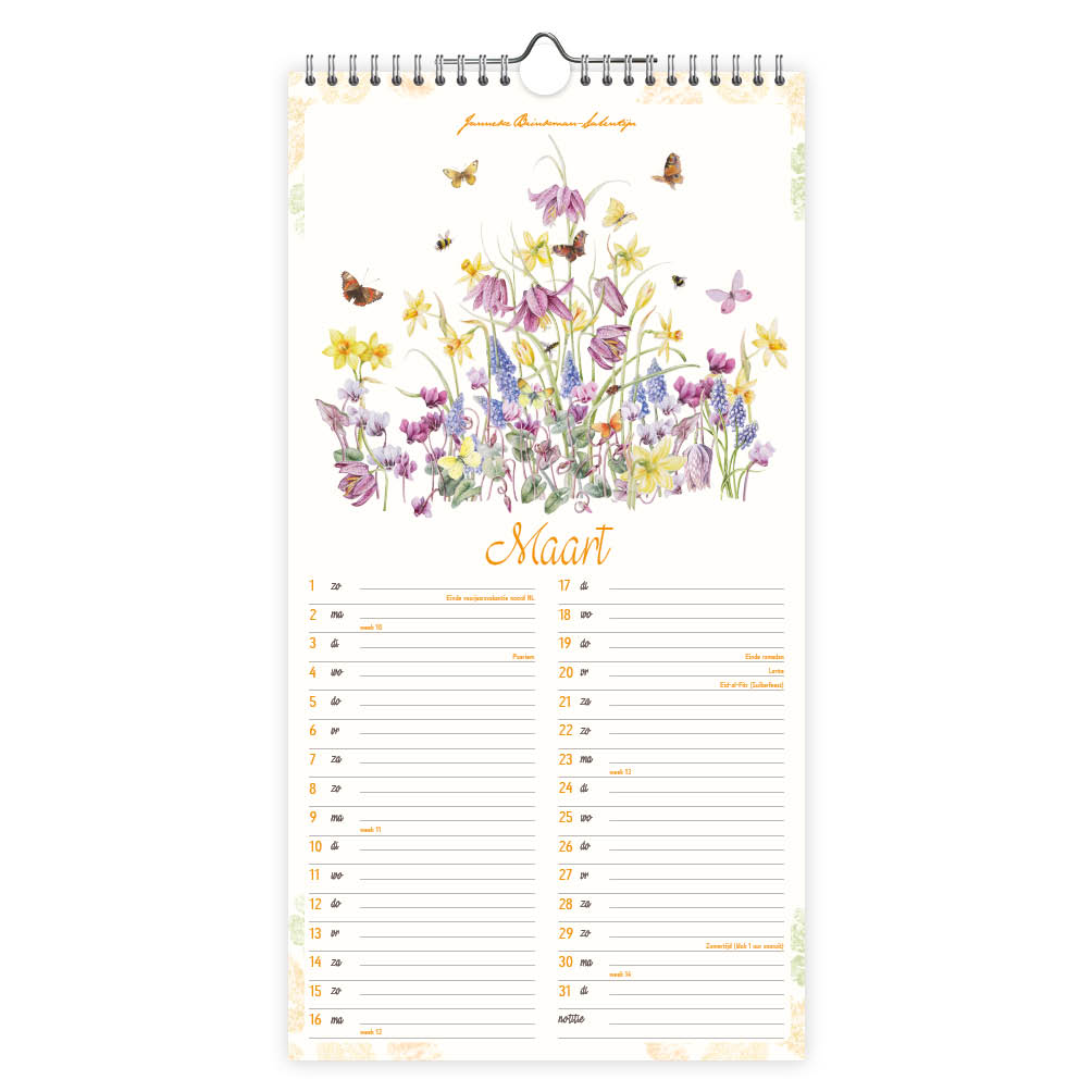 Janneke Brinkman maandnotitiekalender Zomerbloemen 2026