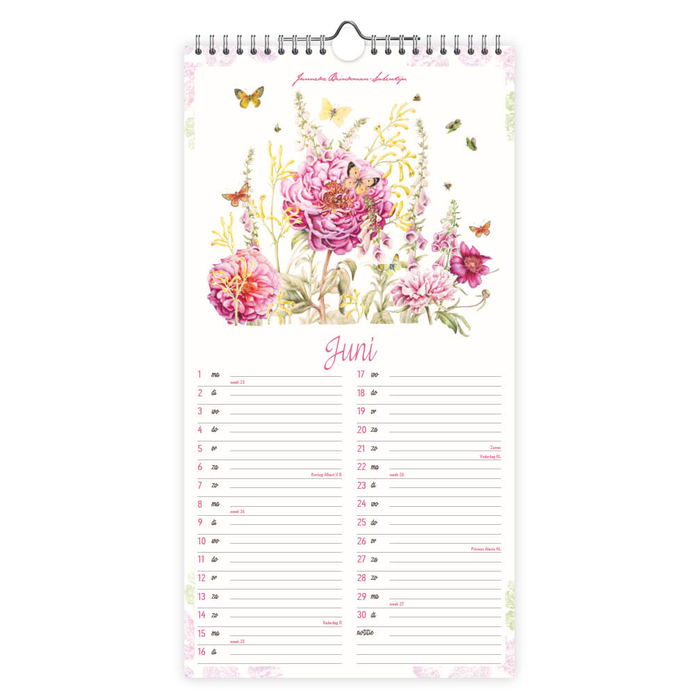 Janneke Brinkman maandnotitiekalender Zomerbloemen 2026