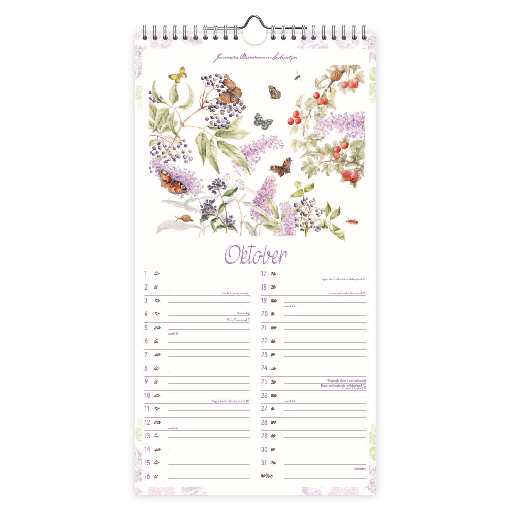 Janneke Brinkman maandnotitiekalender Zomerbloemen 2026