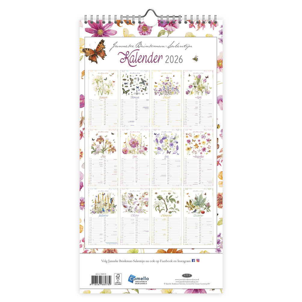 Janneke Brinkman maandnotitiekalender Zomerbloemen 2026