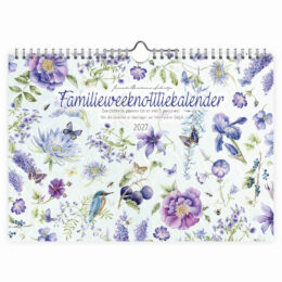 Janneke Brinkman FamilieWEEKnotitiekalender oblong Blauwe bloemen 2027